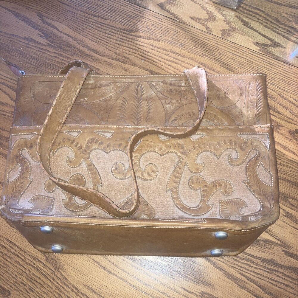 Leathers In Leather Purse hand bag Paraguay 16”x 10" tan brown